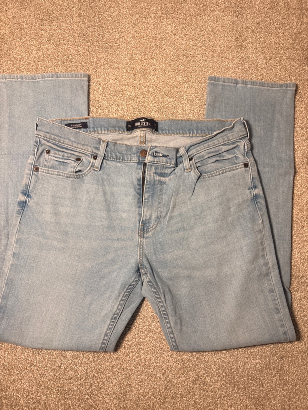 Hollister Men's Pale Blue Straight Jeans